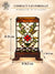 Tiffany cube table lamp – Cream, Green & Red Flower Core – H 21 cm – Item 7151