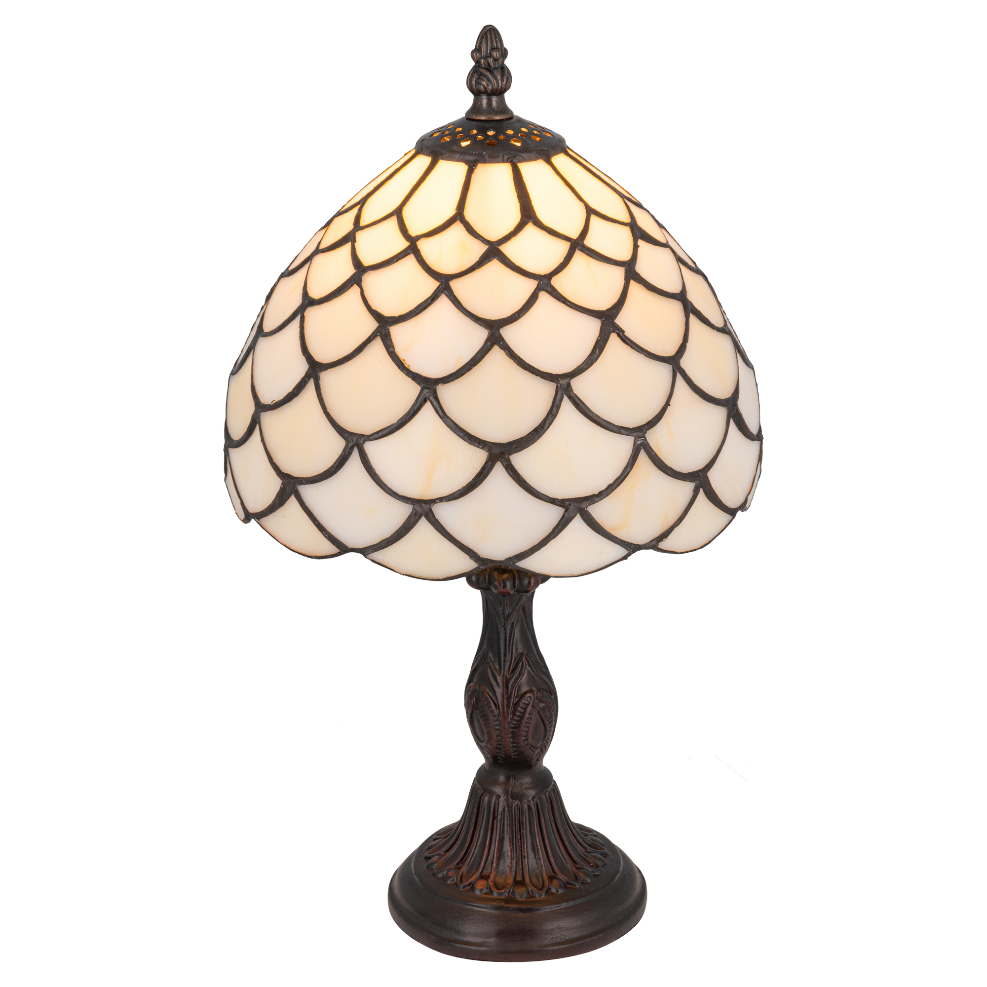 Tiffany tafellamp – Geschubd Glasdesign – Ø 20 × H 35,5 cm (Art. 7000)