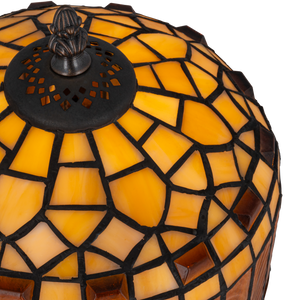 Tiffany tafellamp – Amber & Crème Geometrisch – Ø 20 × H 36 cm (Art. 7001)