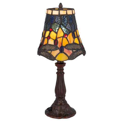 Tiffany tafellamp – Libelle-accenten – Ø 16,5 × H 36 cm (Art. 7003)