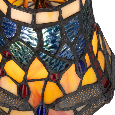 Tiffany tafellamp – Libelle-accenten – Ø 16,5 × H 36 cm (Art. 7003)