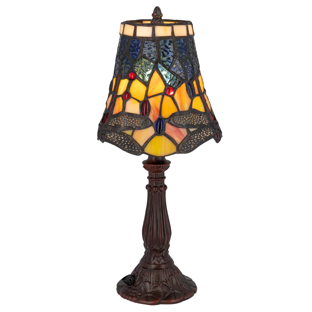 Tiffany tafellamp – Libelle-accenten – Ø 16,5 × H 36 cm (Art. 7003)