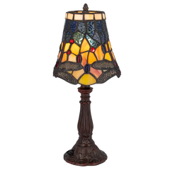 Tiffany tafellamp – Libelle-accenten – Ø 16,5 × H 36 cm (Art. 7003)