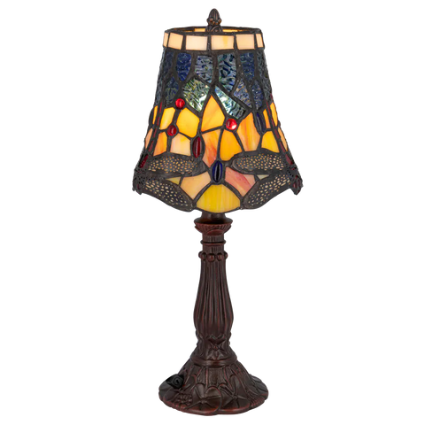 Tiffany tafellamp – Libelle-accenten – Ø 16,5 × H 36 cm (Art. 7003)