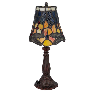 Tiffany tafellamp – Libelle-accenten – Ø 16,5 × H 36 cm (Art. 7003)