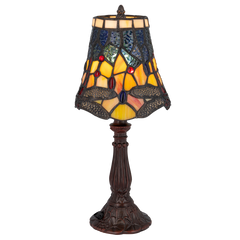 Tiffany tafellamp – Libelle-accenten – Ø 16,5 × H 36 cm (Art. 7003)