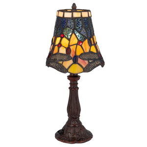 Tiffany tafellamp – Libelle-accenten – Ø 16,5 × H 36 cm (Art. 7003)