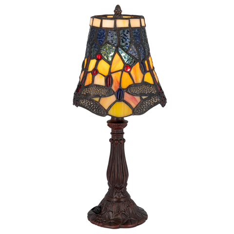 Tiffany tafellamp – Libelle-accenten – Ø 16,5 × H 36 cm (Art. 7003)
