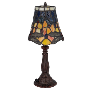 Tiffany tafellamp – Libelle-accenten – Ø 16,5 × H 36 cm (Art. 7003)