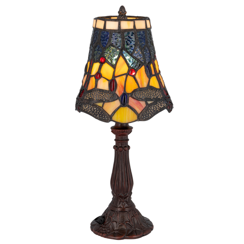 Tiffany tafellamp – Libelle-accenten – Ø 16,5 × H 36 cm (Art. 7003)