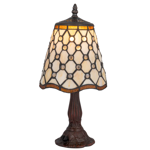 Tiffany tafellamp – Ronde Sieraccenten – Ø 17,5 × H 36 cm (Art. 7004)