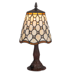 Tiffany tafellamp – Ronde Sieraccenten – Ø 17,5 × H 36 cm (Art. 7004)