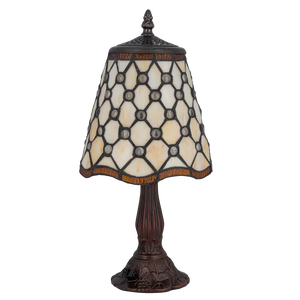 Tiffany tafellamp – Ronde Sieraccenten – Ø 17,5 × H 36 cm (Art. 7004)