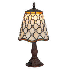 Tiffany tafellamp – Ronde Sieraccenten – Ø 17,5 × H 36 cm (Art. 7004)