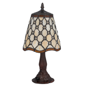 Tiffany tafellamp – Ronde Sieraccenten – Ø 17,5 × H 36 cm (Art. 7004)