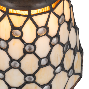 Tiffany tafellamp – Ronde Sieraccenten – Ø 17,5 × H 36 cm (Art. 7004)