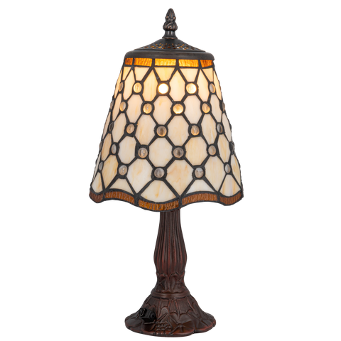 Tiffany tafellamp – Ronde Sieraccenten – Ø 17,5 × H 36 cm (Art. 7004)