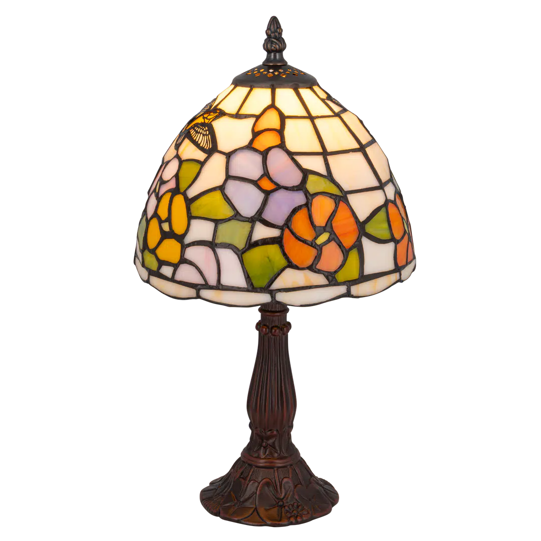 Tiffany tafellamp – Kolibrie & Bloemen – Ø 20 × H 36 cm (Art. 7005)