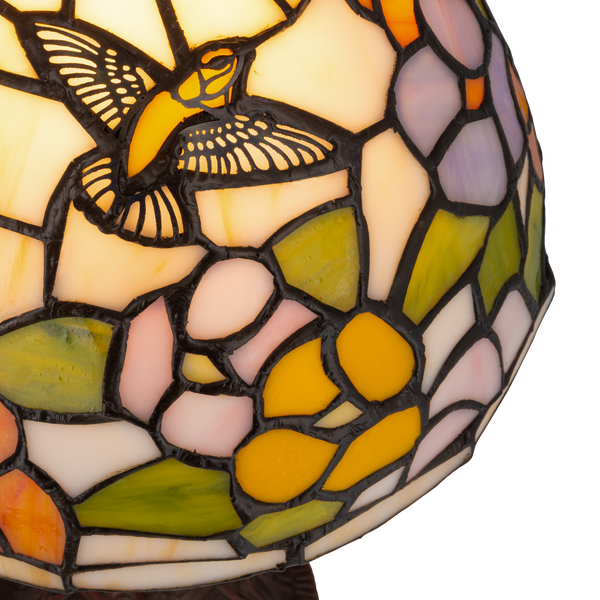 Tiffany tafellamp – Kolibrie & Bloemen – Ø 20 × H 36 cm (Art. 7005)