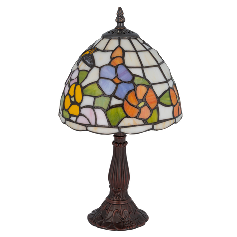 Tiffany tafellamp – Kolibrie & Bloemen – Ø 20 × H 36 cm (Art. 7005)