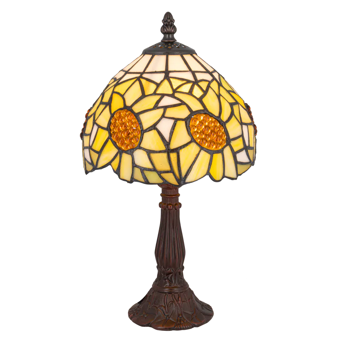 Tiffany tafellamp – Zonnebloemmotief – Ø 20 × H 36 cm (Art. 7007)