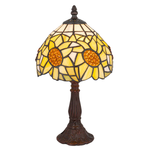 Tiffany tafellamp – Zonnebloemmotief – Ø 20 × H 36 cm (Art. 7007)