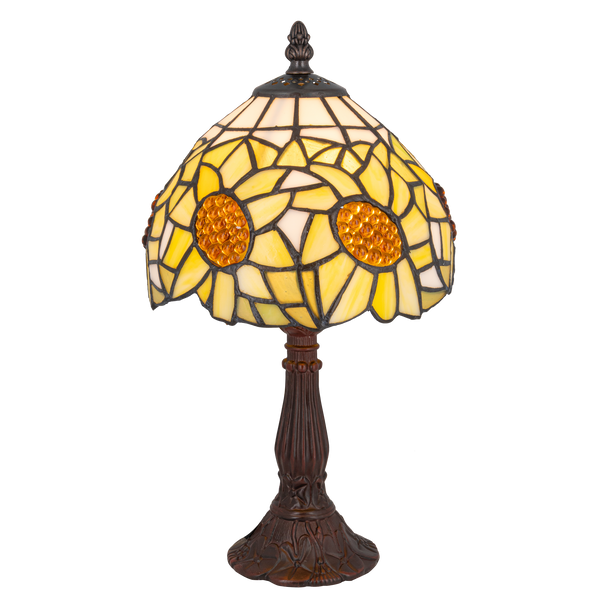 Tiffany tafellamp – Zonnebloemmotief – Ø 20 × H 36 cm (Art. 7007)