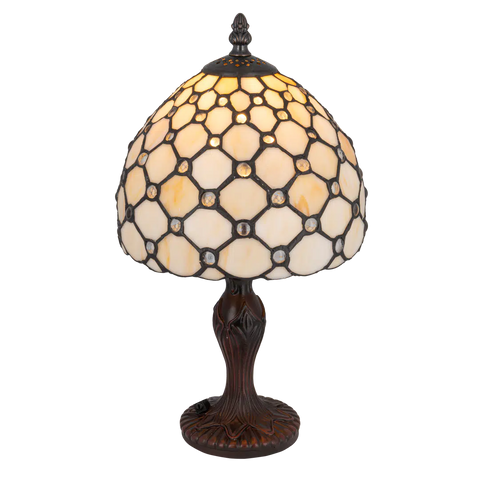 Tiffany tafellamp – Achthoekig Honingraatpatroon – Ø 20 × H 36 cm (Art. 7008)