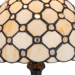 Tiffany tafellamp – Achthoekig Honingraatpatroon – Ø 20 × H 36 cm (Art. 7008)