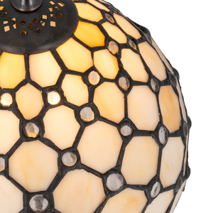 Tiffany tafellamp – Achthoekig Honingraatpatroon – Ø 20 × H 36 cm (Art. 7008)