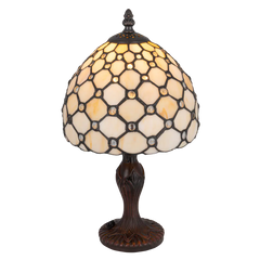 Tiffany tafellamp – Achthoekig Honingraatpatroon – Ø 20 × H 36 cm (Art. 7008)