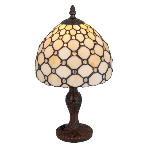 Tiffany tafellamp – Achthoekig Honingraatpatroon – Ø 20 × H 36 cm (Art. 7008)