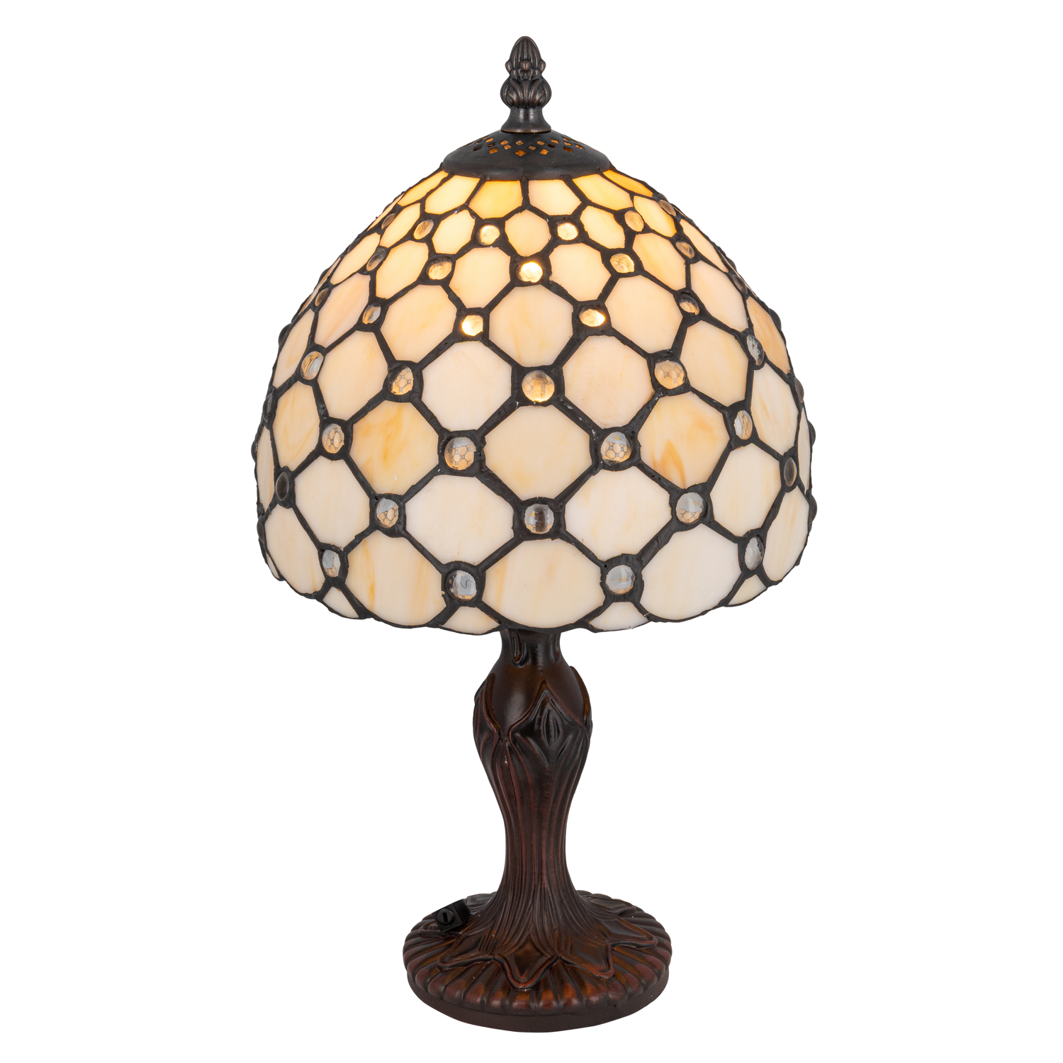 Tiffany tafellamp – Achthoekig Honingraatpatroon – Ø 20 × H 36 cm (Art. 7008)