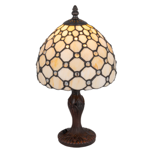 Tiffany tafellamp – Achthoekig Honingraatpatroon – Ø 20 × H 36 cm (Art. 7008)