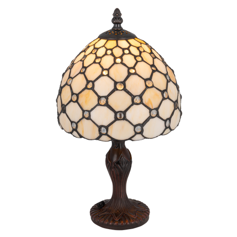 Tiffany tafellamp – Achthoekig Honingraatpatroon – Ø 20 × H 36 cm (Art. 7008)