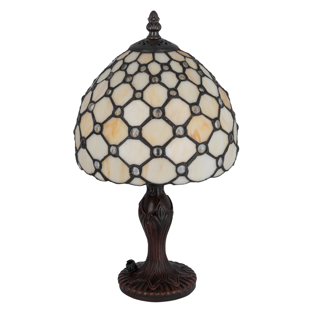 Tiffany tafellamp – Achthoekig Honingraatpatroon – Ø 20 × H 36 cm (Art. 7008)