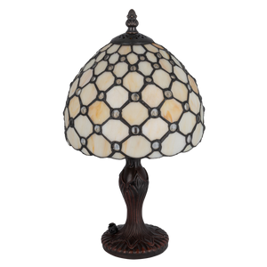 Tiffany tafellamp – Achthoekig Honingraatpatroon – Ø 20 × H 36 cm (Art. 7008)