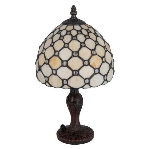 Tiffany tafellamp – Achthoekig Honingraatpatroon – Ø 20 × H 36 cm (Art. 7008)