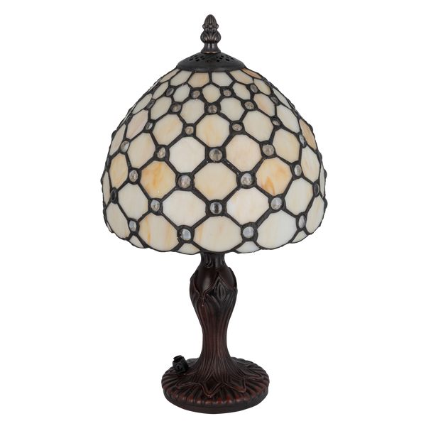 Tiffany tafellamp – Achthoekig Honingraatpatroon – Ø 20 × H 36 cm (Art. 7008)