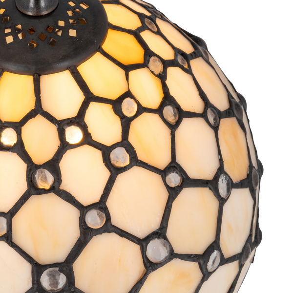 Tiffany tafellamp – Achthoekig Honingraatpatroon – Ø 20 × H 36 cm (Art. 7008)