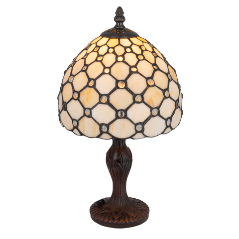 Tiffany tafellamp – Achthoekig Honingraatpatroon – Ø 20 × H 36 cm (Art. 7008)