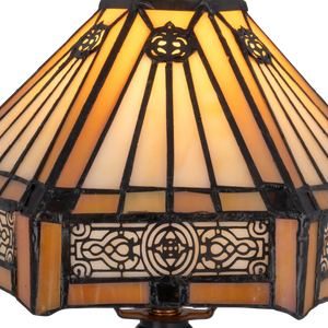 Tiffany tafellamp – Geometrisch patroon – Ø 20 cm x H 36 cm (Art. 7009)