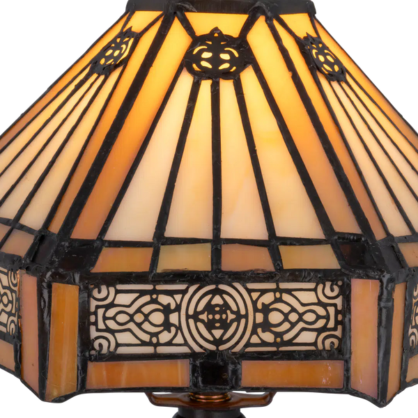 Tiffany tafellamp – Geometrisch patroon – Ø 20 cm x H 36 cm (Art. 7009)