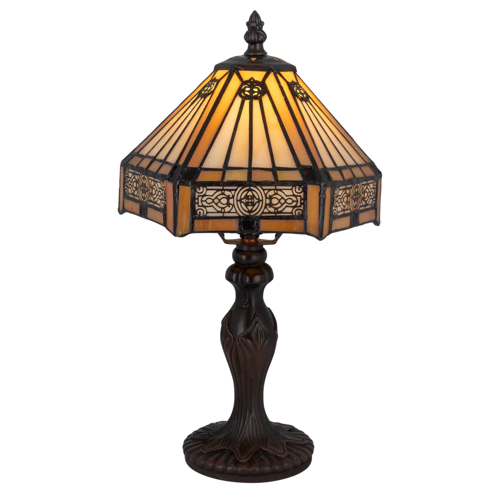 Tiffany tafellamp – Geometrisch patroon – Ø 20 cm x H 36 cm (Art. 7009)