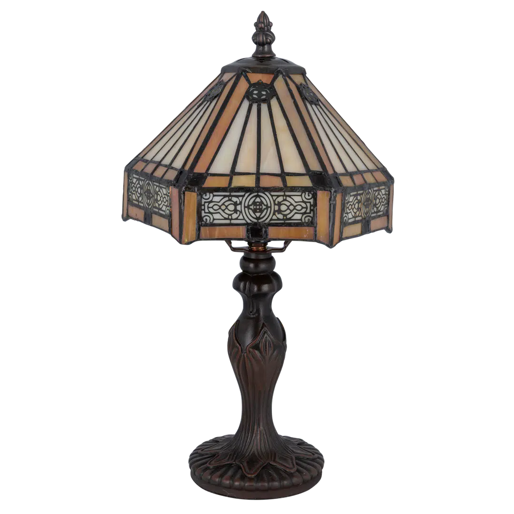 Tiffany tafellamp – Geometrisch patroon – Ø 20 cm x H 36 cm (Art. 7009)