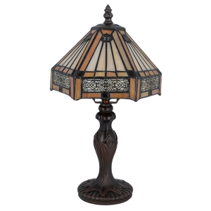 Tiffany tafellamp – Geometrisch patroon – Ø 20 cm x H 36 cm (Art. 7009)