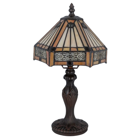 Tiffany tafellamp – Geometrisch patroon – Ø 20 cm x H 36 cm (Art. 7009)