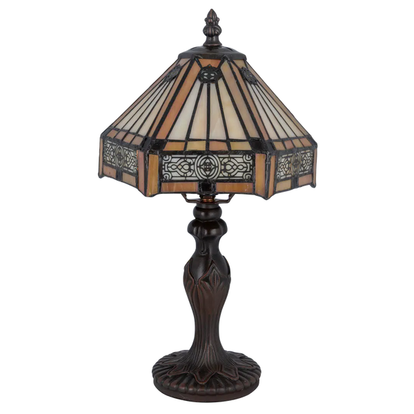 Tiffany tafellamp – Geometrisch patroon – Ø 20 cm x H 36 cm (Art. 7009)