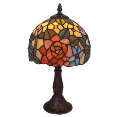 Tiffany tafellamp – Bloemmotief – Ø 20 cm x H 36 cm (Art. 7012)
