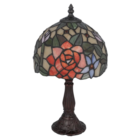Tiffany tafellamp – Bloemmotief – Ø 20 cm x H 36 cm (Art. 7012)